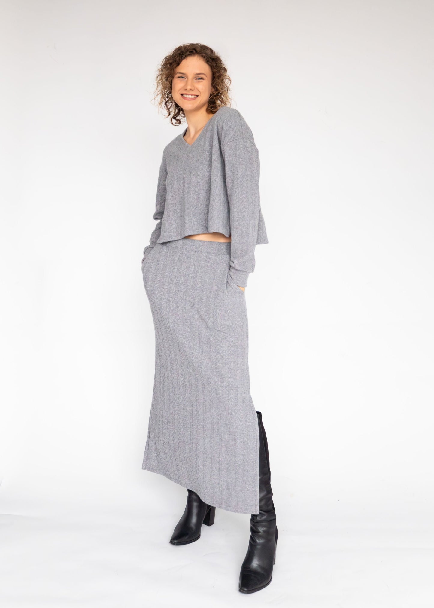 Serenity Top (Grey Knitted Fabric)